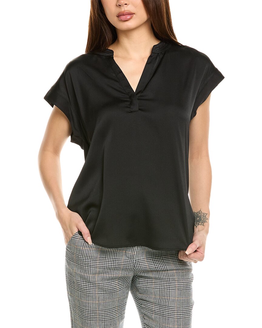 Vince Camuto Mixed Media V Front Short Slv Blouse