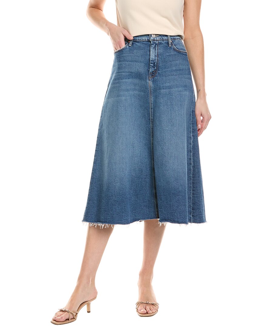 Shop Mother The Circle Midi Fray Skirt In Blue
