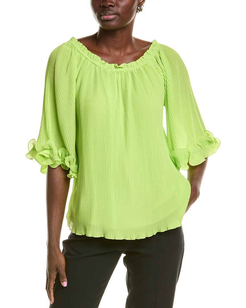 Joseph Ribkoff Accordion Pleated Top In Green