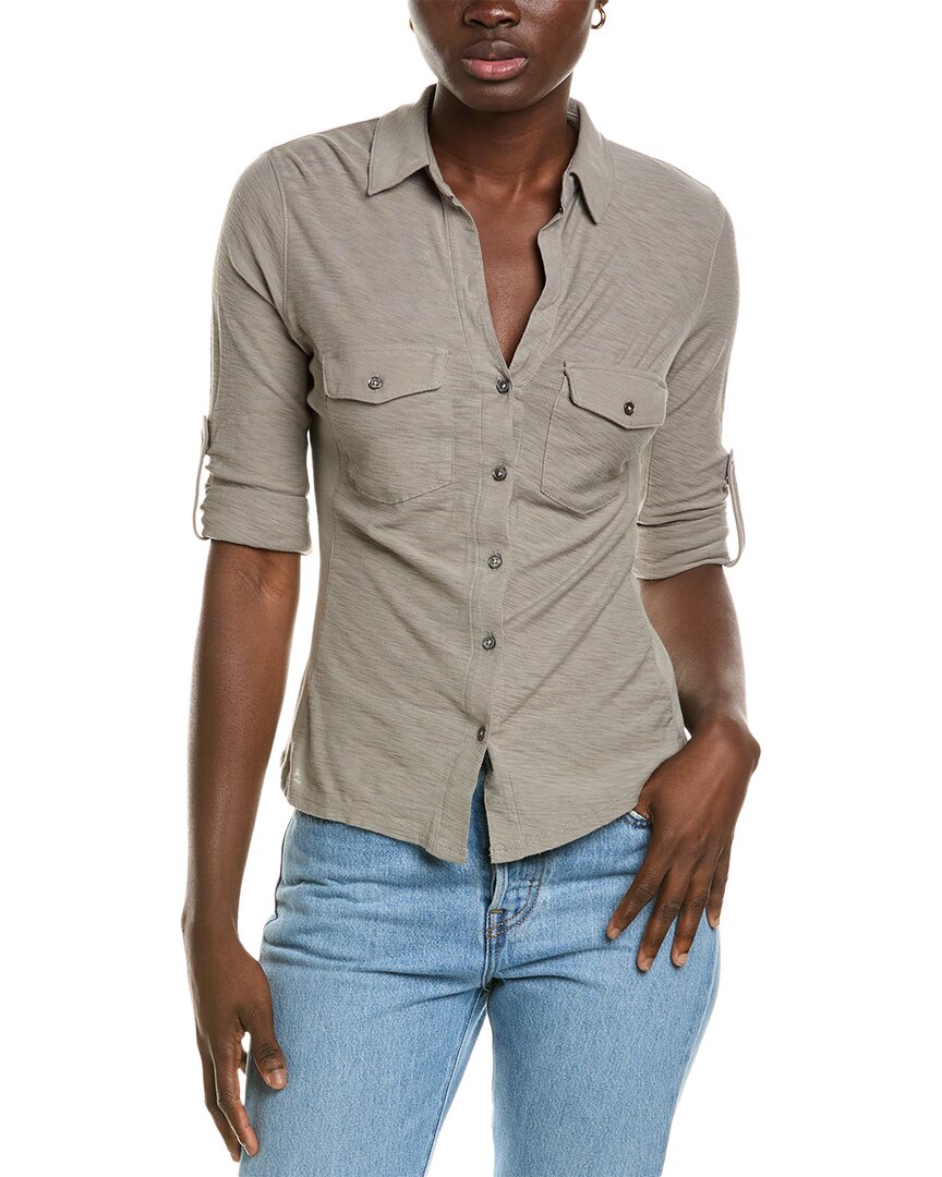 James Perse Contrast Panel Shirt In Grey