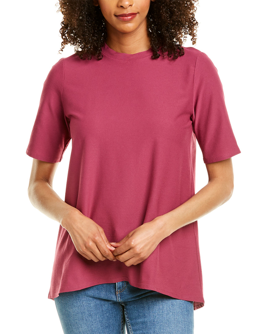 Image of EILEEN FISHER Stretch Crepe Mock Neck T-Shirt