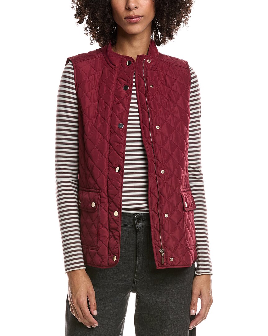 Jones New York Quilted Vest In Burgundy