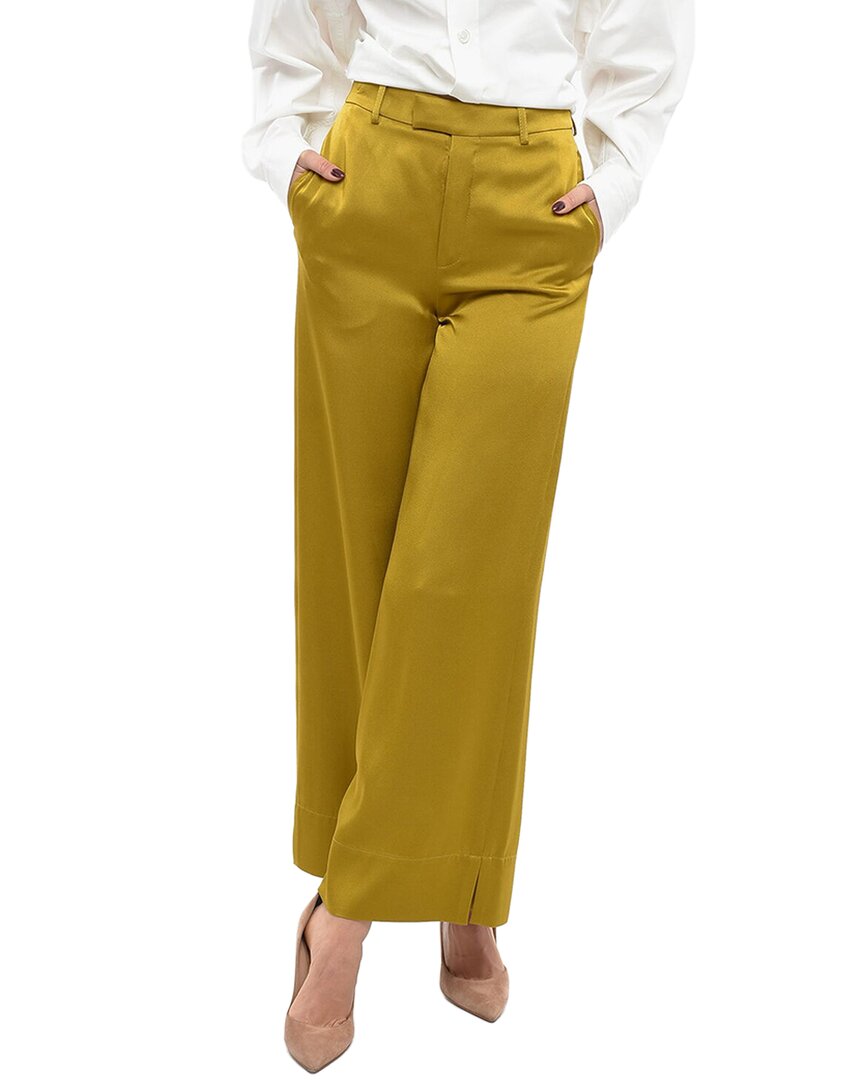 Saint Laurent Satin Palazzo Pants With Belt Loops In Yellow