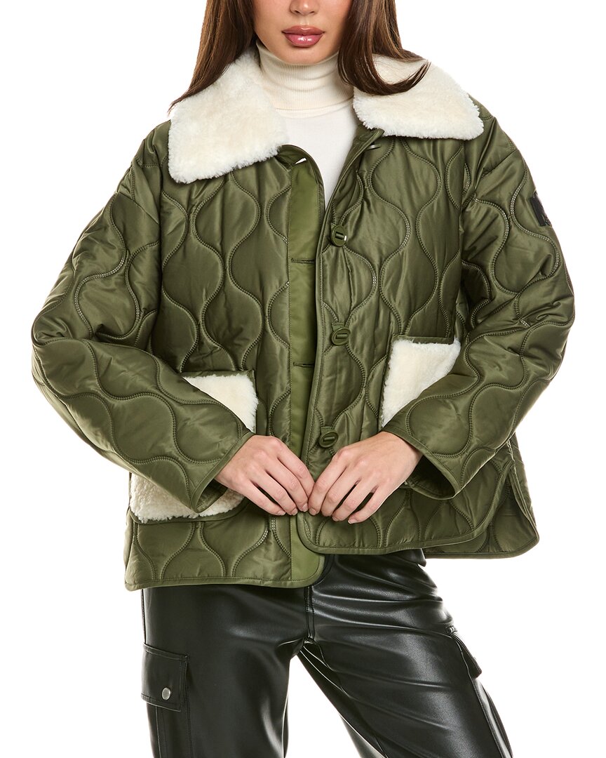 Mackage Kenzy Green Down Jacket With Buttons In Green