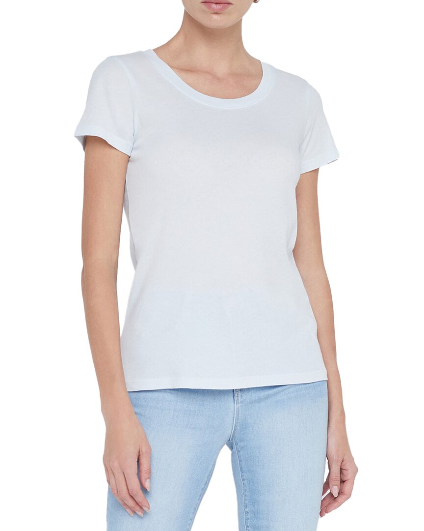 L Agence Brynlee Short Sleeve Scoop Neck Tee White In White