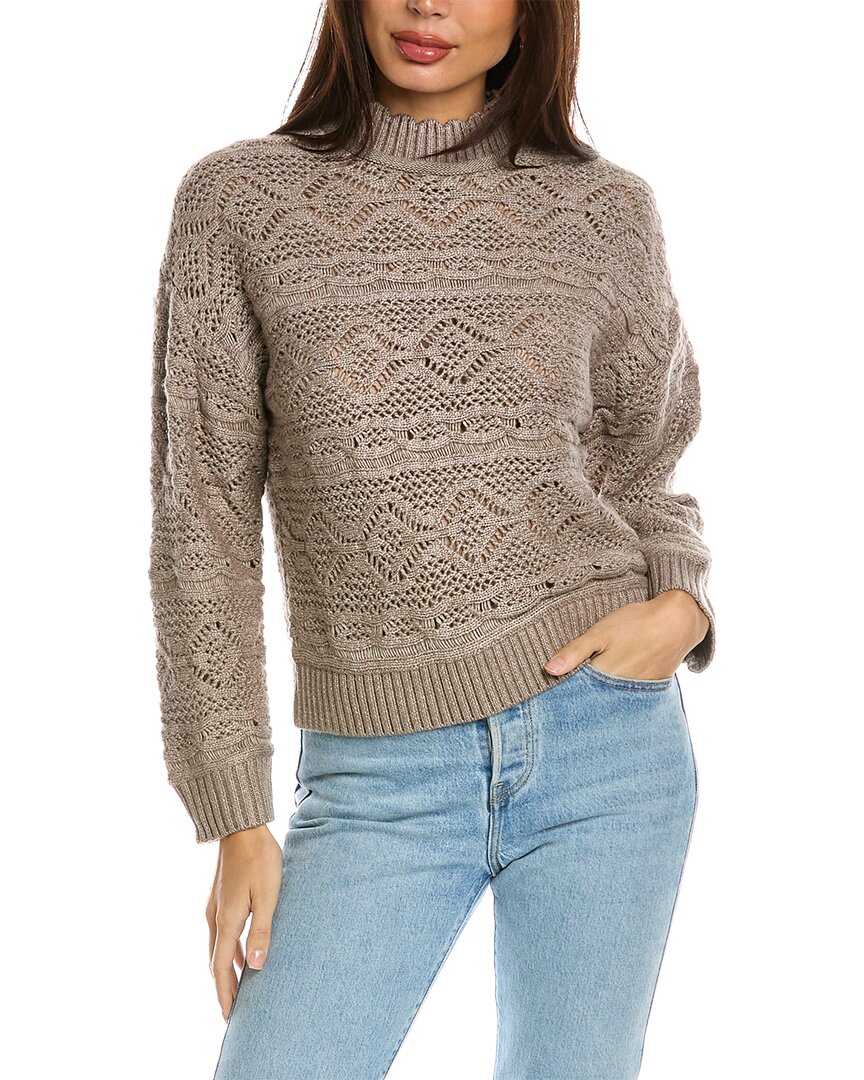 Shop Design History Pointelle Sweater In Brown