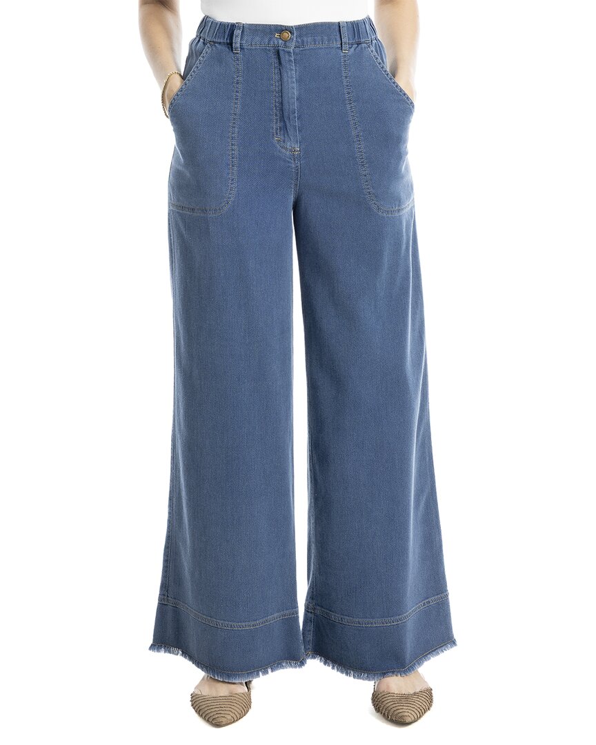 Max Studio Elastic Waist Wide Leg Pant With Pockets In Blue