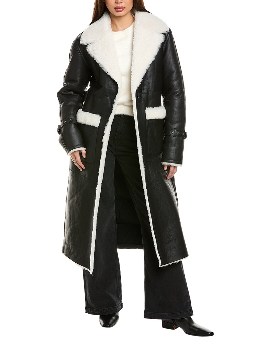 Mackage Sabreen Leather Coat In Black