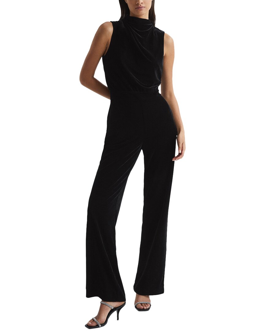 Reiss Milo Cowl Neck Wool-blend Jumpsuit In Black