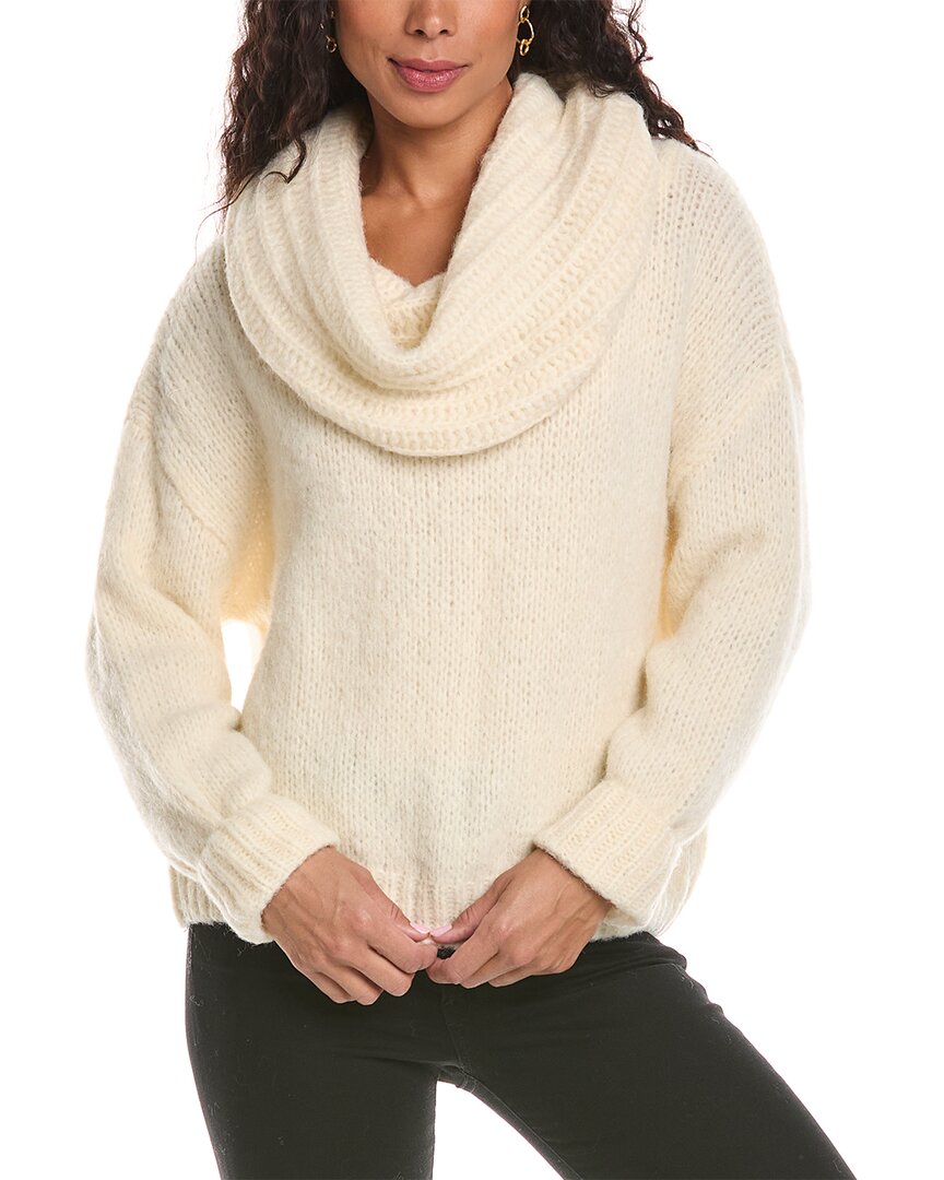 Anna Kay Shawl Wool-blend Sweater In White