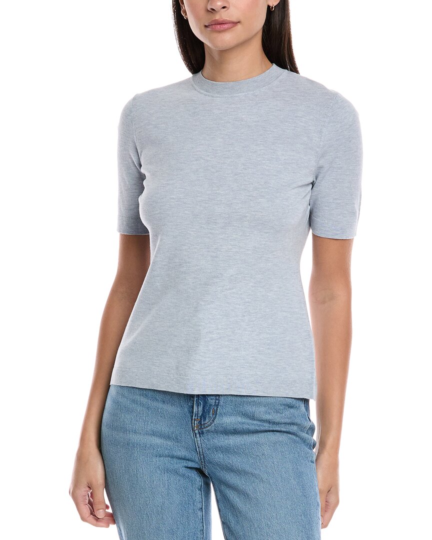 Lafayette 148 New York Short Sleeve Sweater In Gray