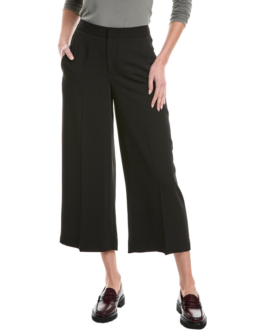 Vince Crop Wide Leg Linen-blend Pant In Black