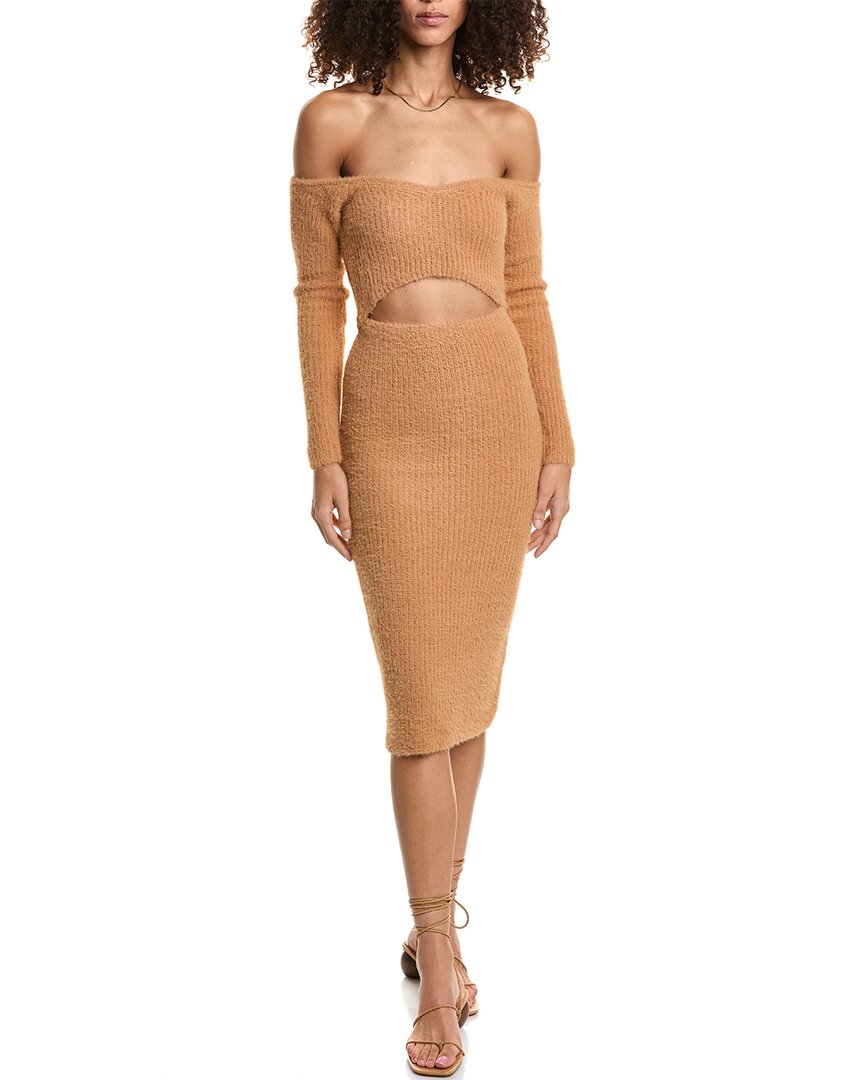 Afrm Muni Sweater Midi Dress In Brown ModeSens