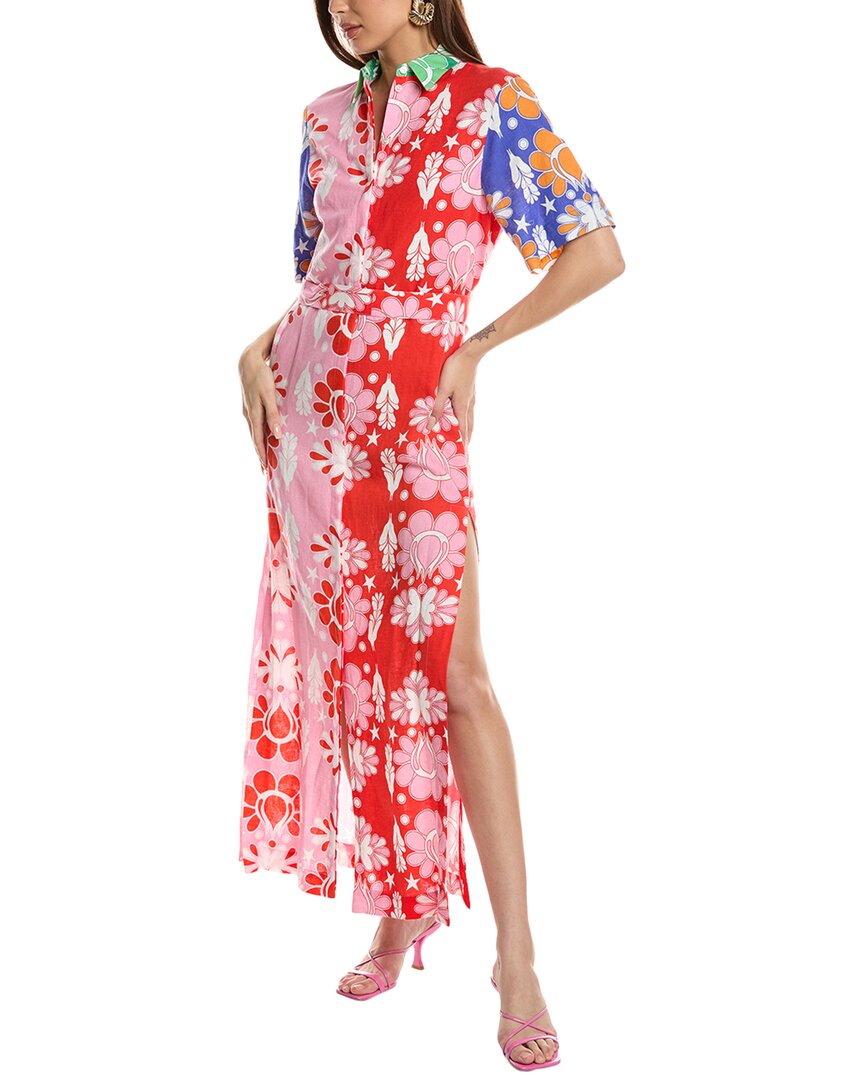 Borgo De Nor Penny Linen-blend Shirtdress In Red