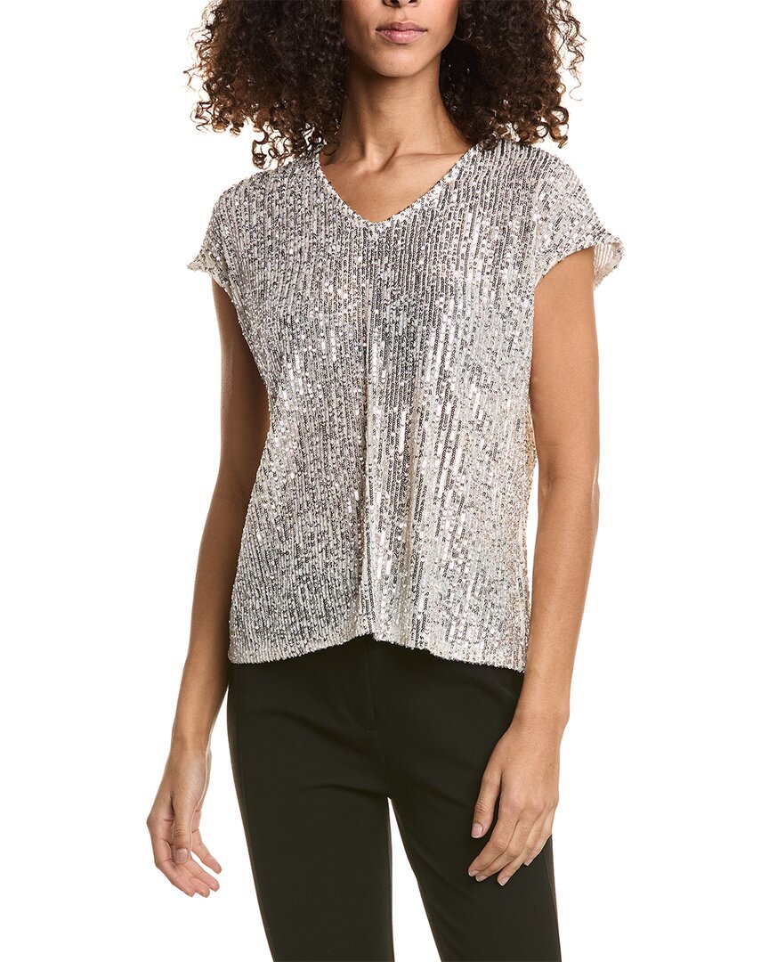 Shop Vince Camuto Sequin Blouse In Metallic