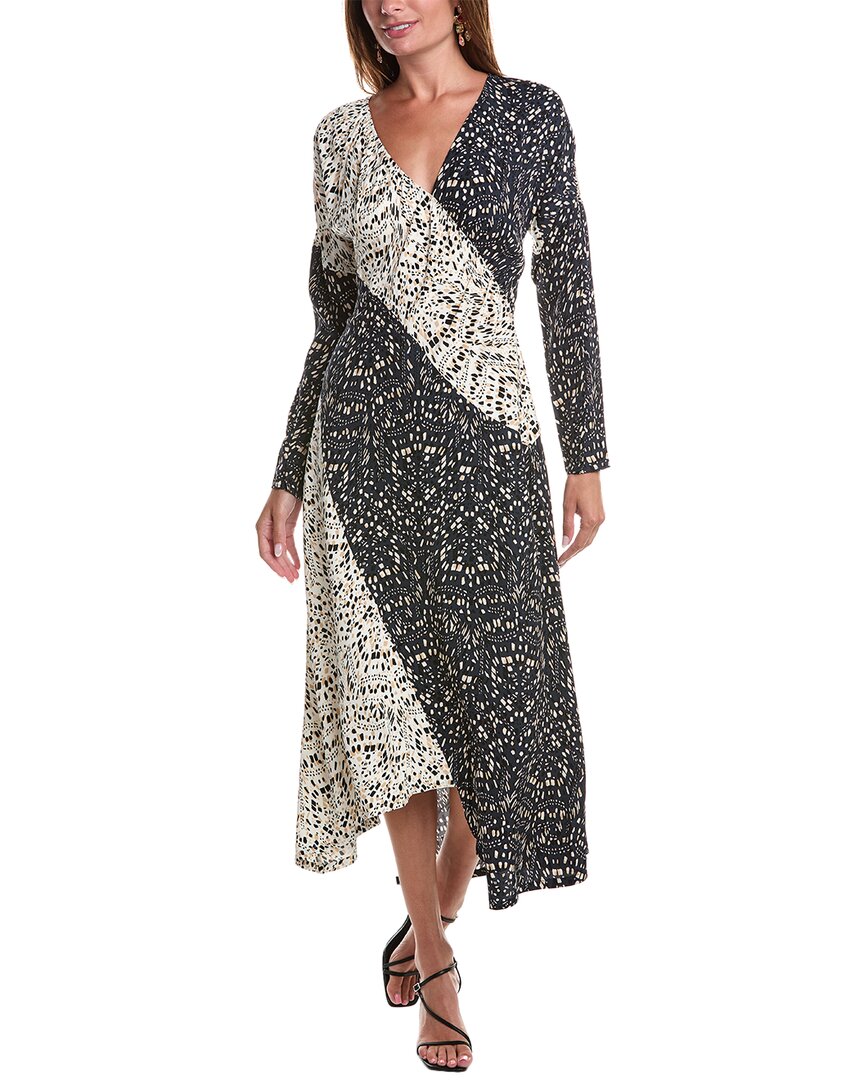 Joie Pippa Colorblock Abstract-print Midi Dress In Blue