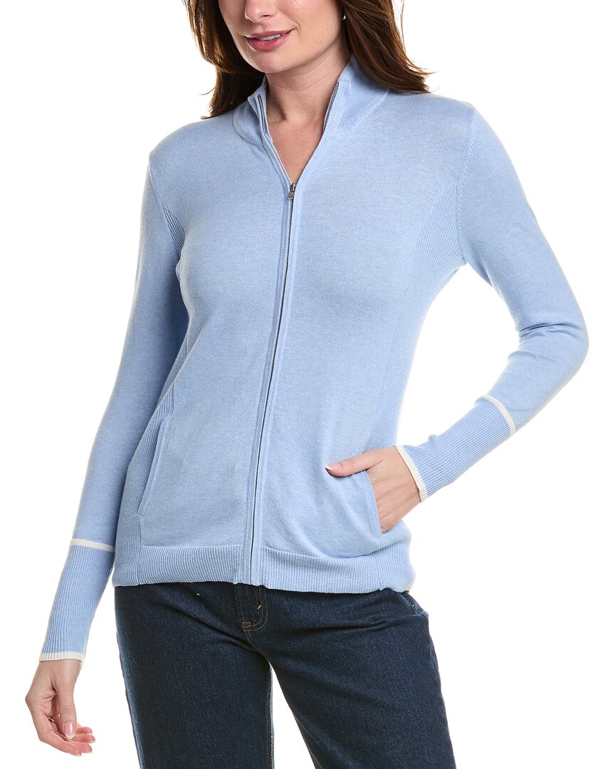 Alashan Cashmere Fairway Full Zip Cashmere-blend Jacket In Blue