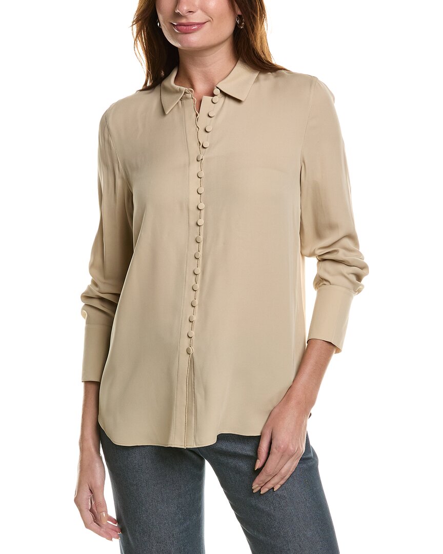 Lafayette 148 Hand Looped Button Front Silk