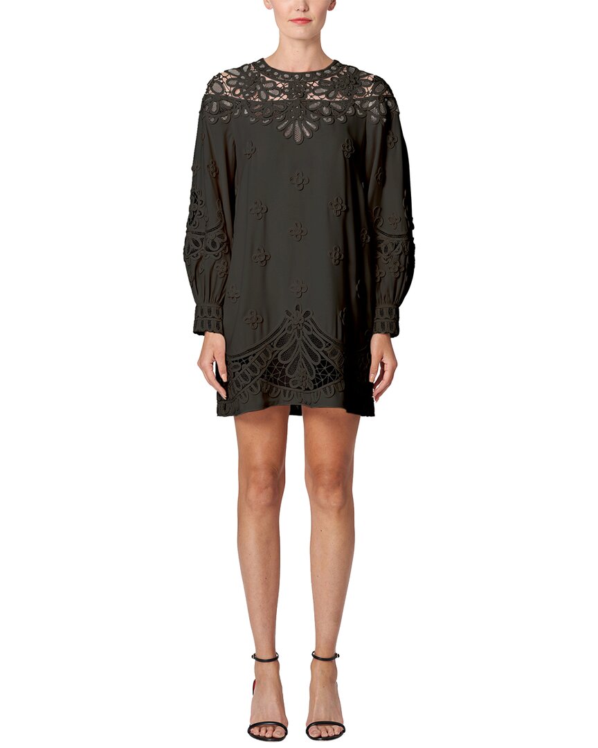 Carolina Herrera Floral-appliqué Long-sleeve Minidress