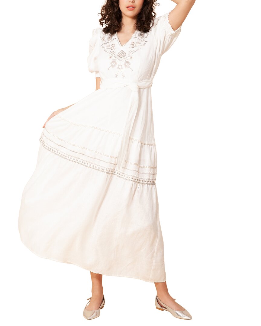 Shop Hale Bob Puff Sleeve Linen-blend Maxi Dress