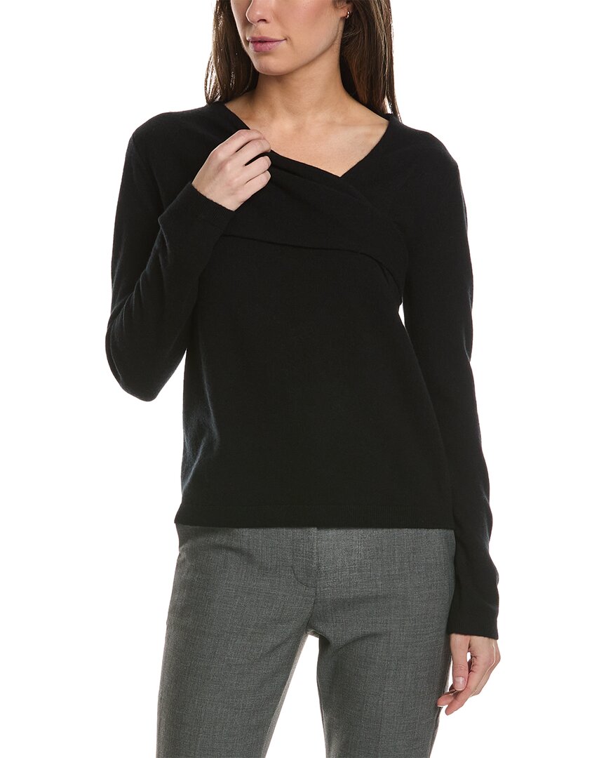 Lafayette 148 New York Pleated Front Cashmere Sweater In Black