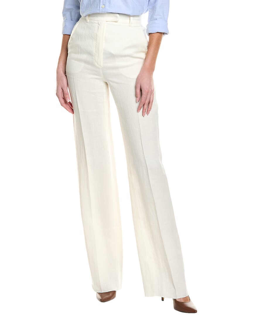 Max Mara Alcano Linen Trouser In White
