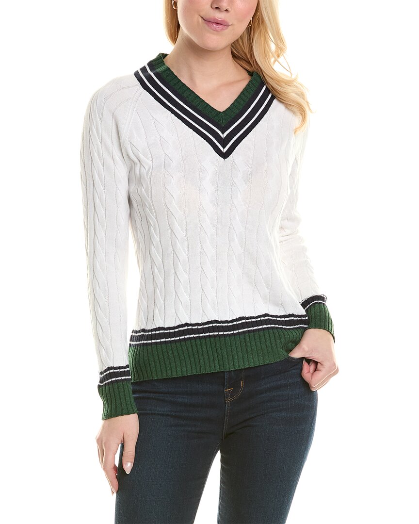 MINNIE ROSE MINNIE ROSE CABLE V-NECK SWEATER