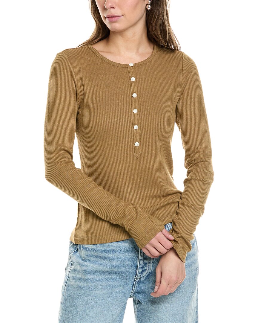 Rag & Bone The Knit-rib Henley Top In Green