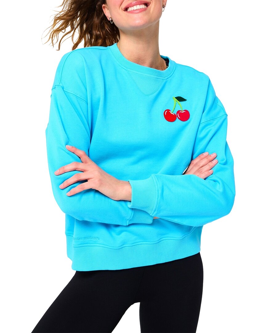 Shop Terez Cherry Applique Sweatshirt In Blue