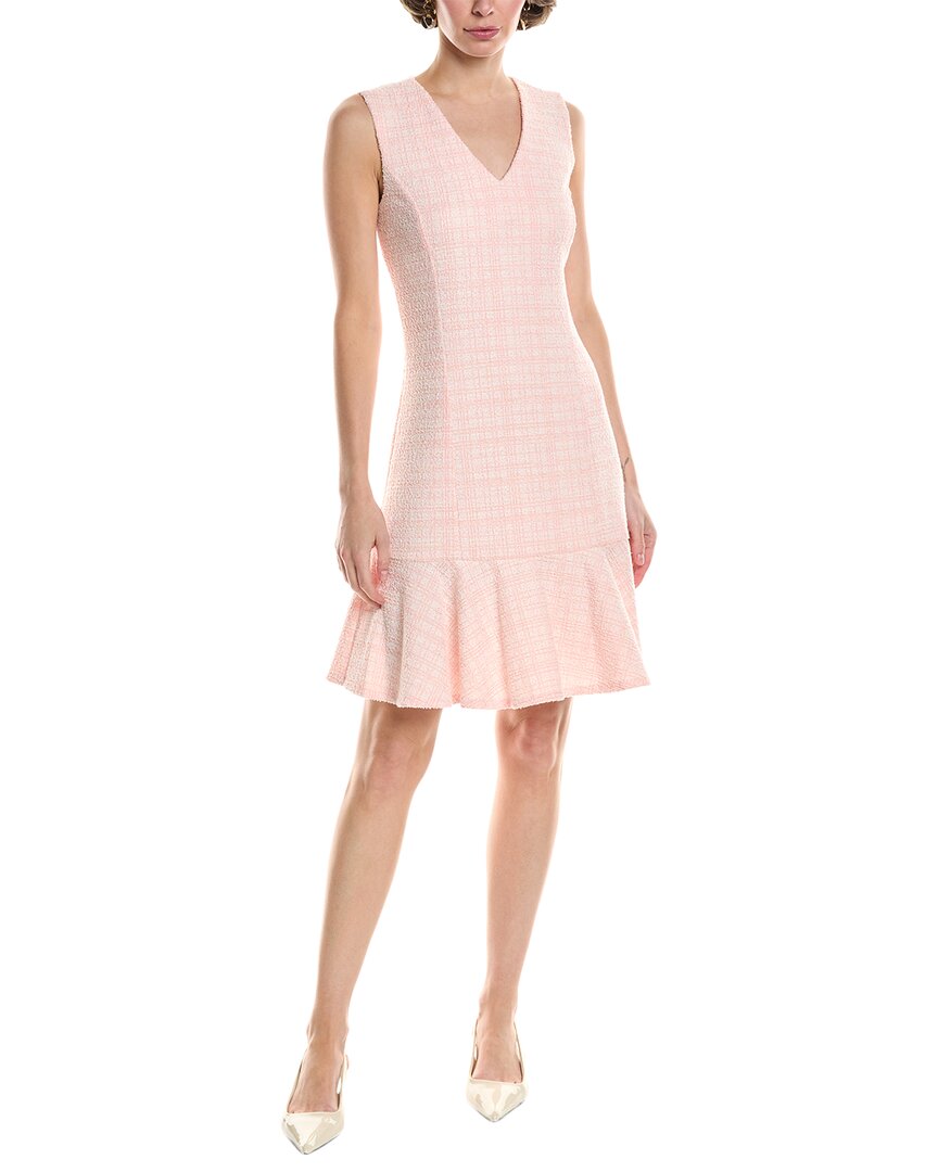Natori Tweed Midi Dress In Pink