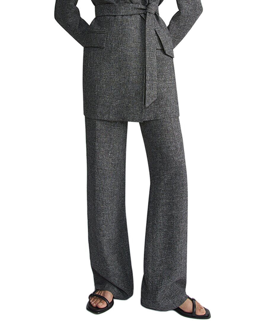 Lafayette 148 New York Gates Full Leg Linen Pant In Gray