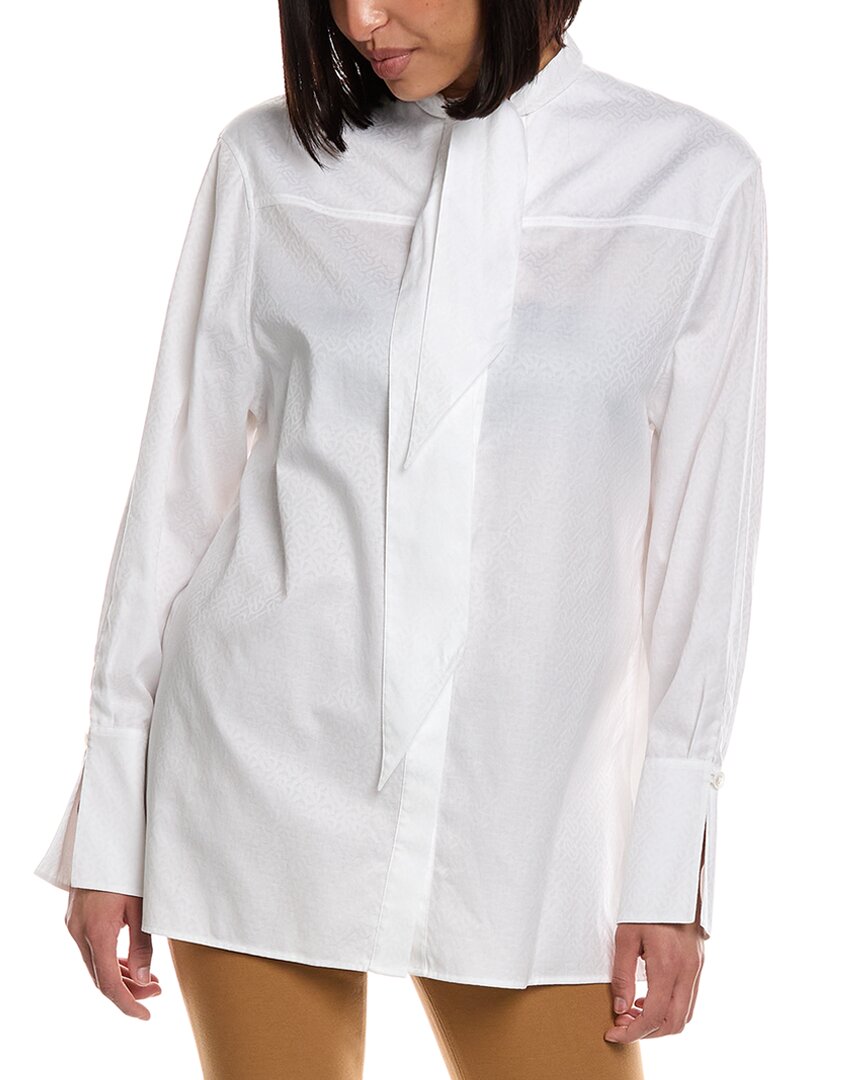 Burberry Bow Silk Blouse In White
