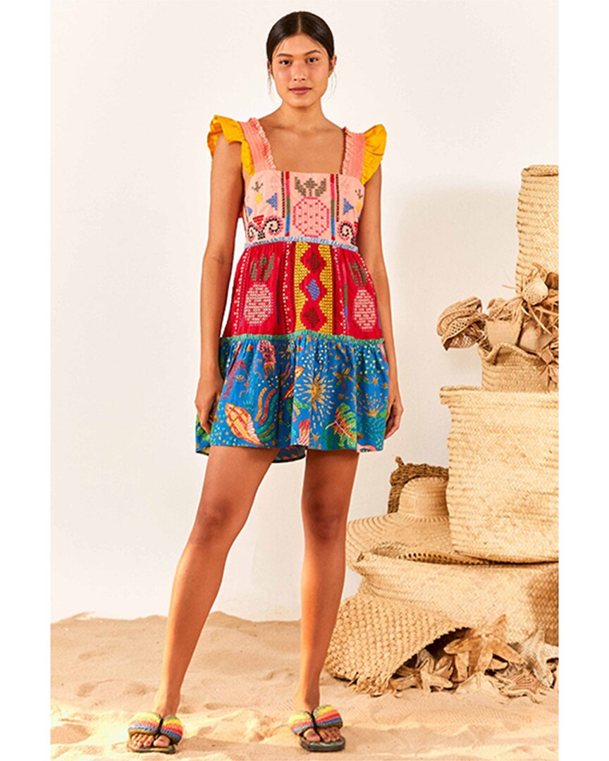 Shop Farm Rio Colorblocking Embroidered Mini Dress