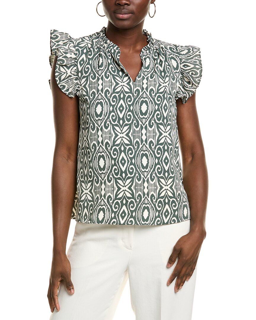 Nanette Lepore Ruffle Sleeve Blouse In Green
