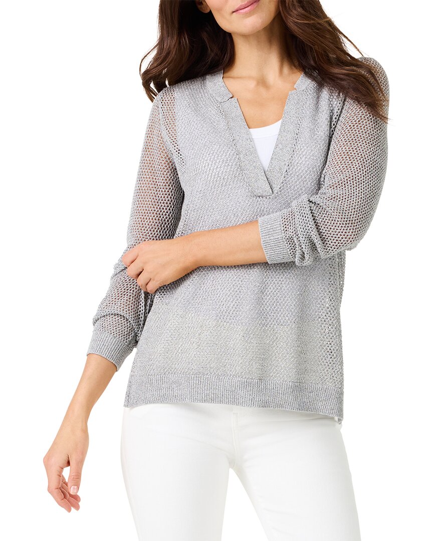 Nic + Zoe Nic+zoe Metallic Mesh Stitch Sweater