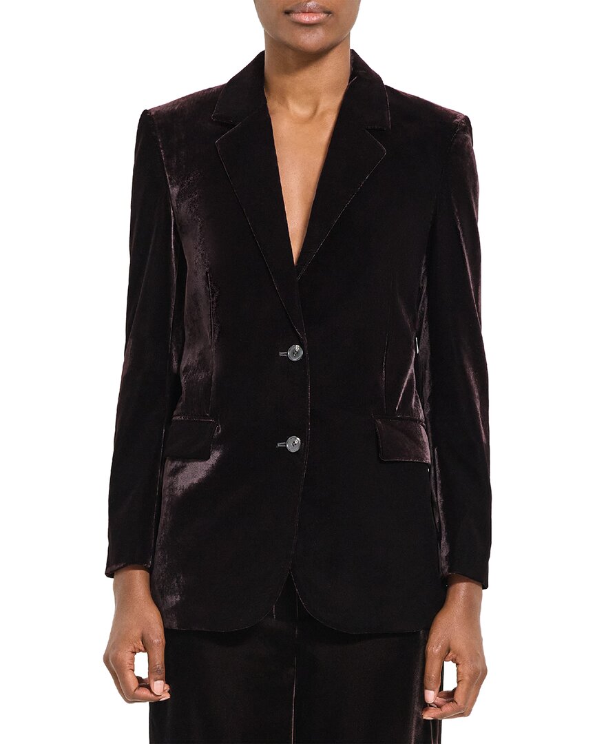 Theory Tailored Drape Velvet Slim-fit Jacket In Grey