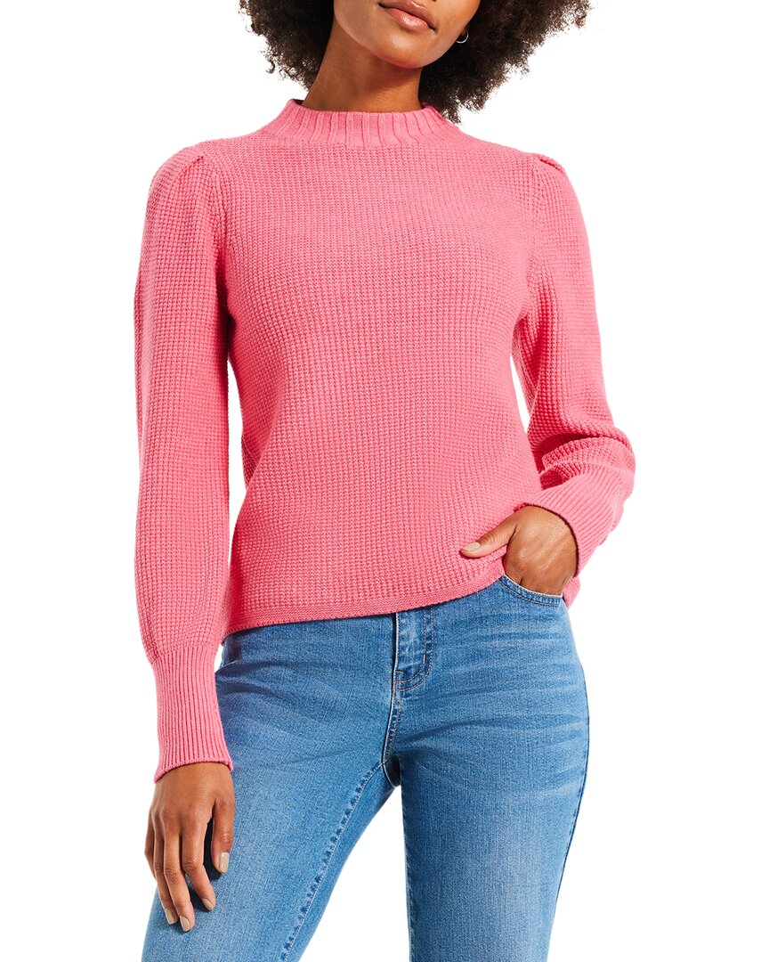 Nic + Zoe Puff Shoulder Waffle Stitch Sweater
