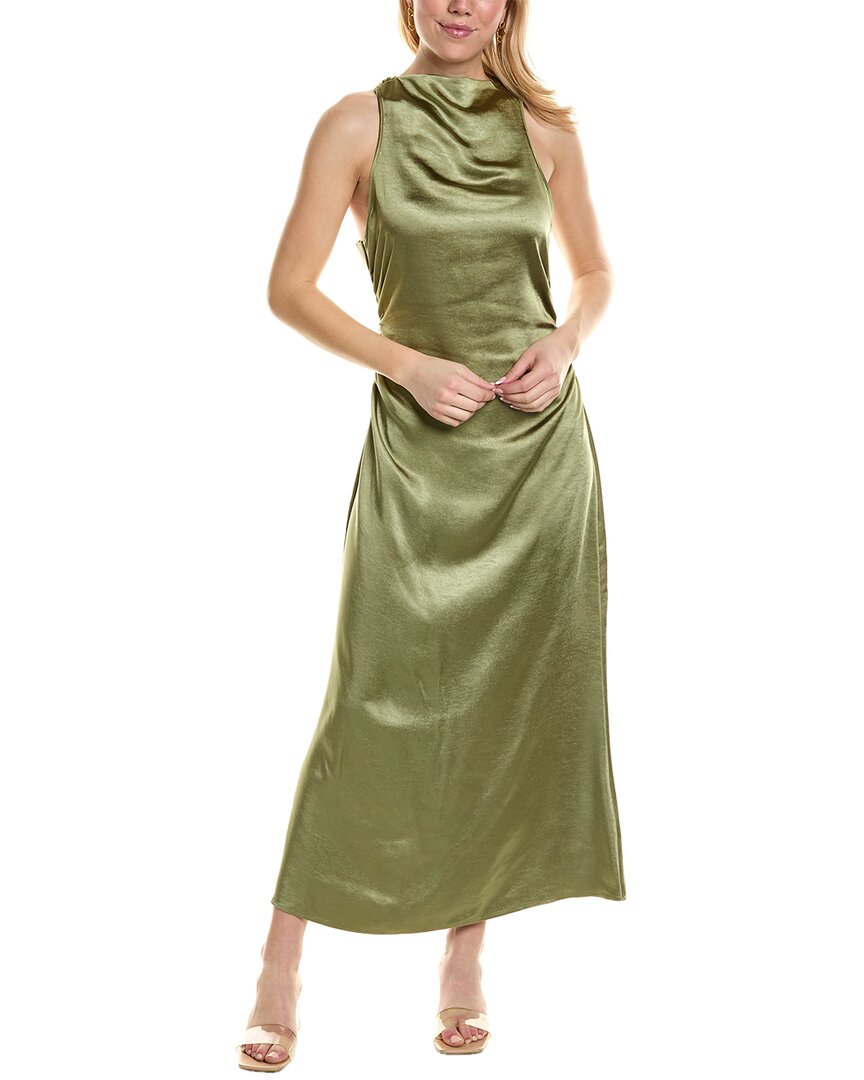 Shop Reveriee Satin Maxi Dress In Green