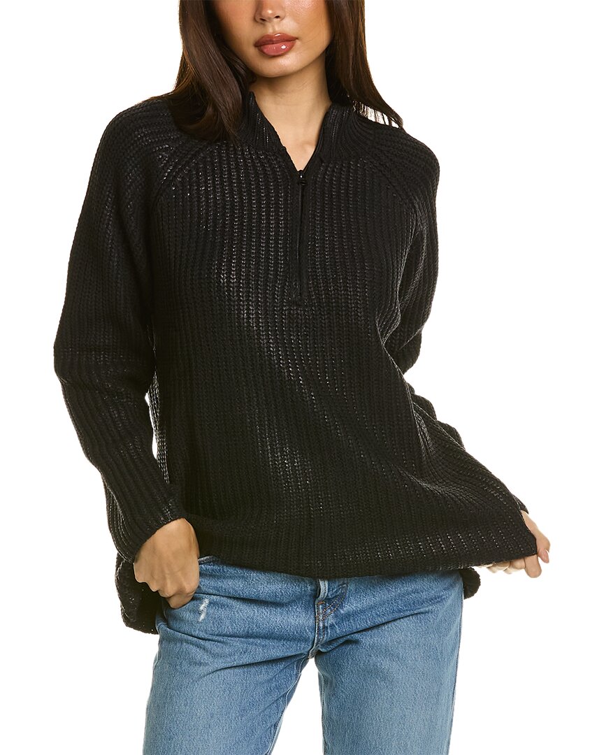 Vintage Havana Quarter Zip Sweater In Black