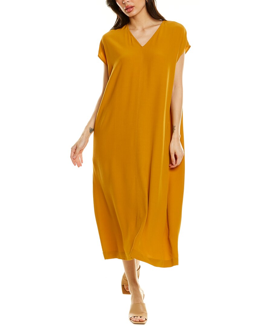 knee length dresses for ladies Eileen Fisher Size XL Tiered Pleated Silk Maxi Dress - Luxury Used Designer  Dresses main image 0