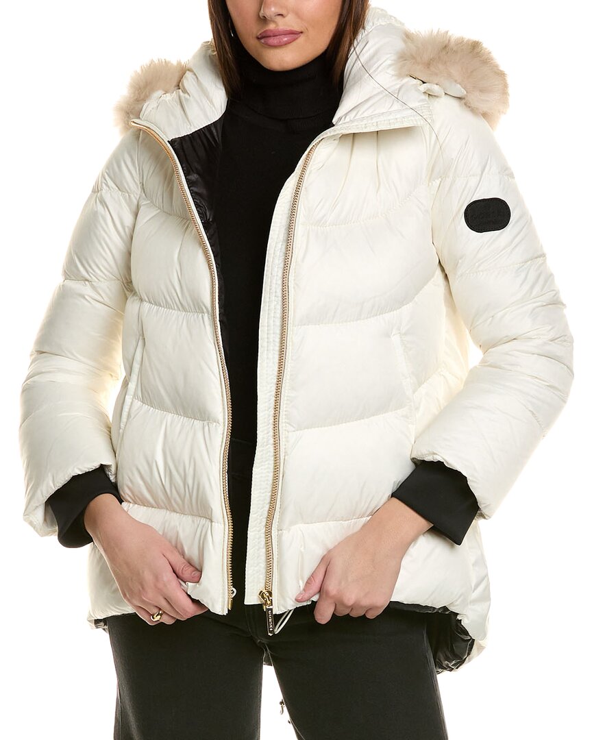 Gorski Apres-ski Puffer Jacket With Detachable Toscana Lamb Shearling Hood Trim In White