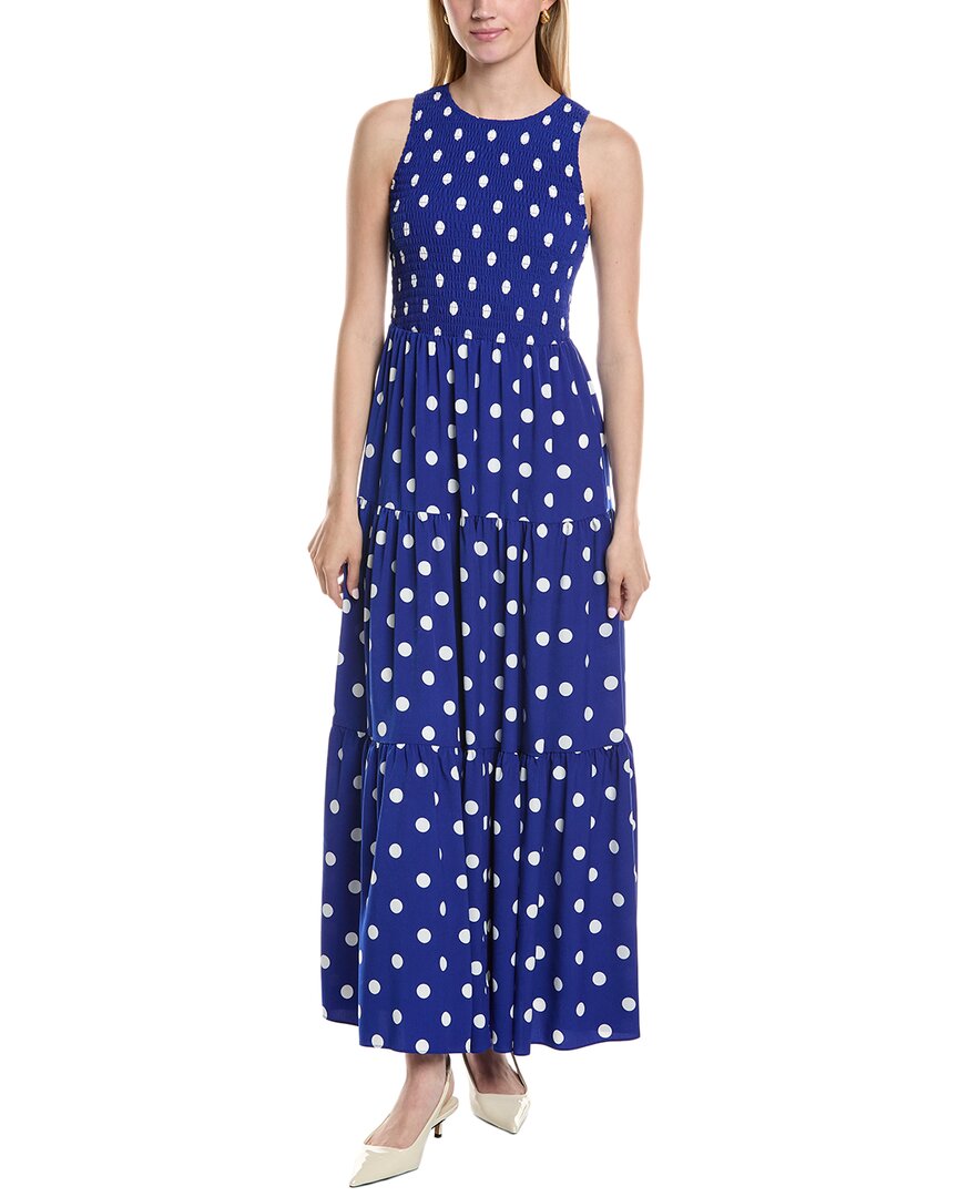 Shop Anne Klein Smocked Bodice Tiered Midi Dress