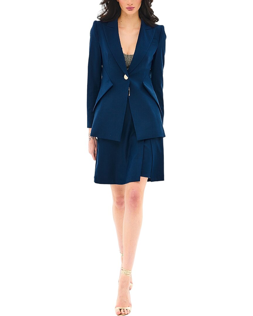 Bgl 2pc Wool-blend Jacket & Short Set In Blue