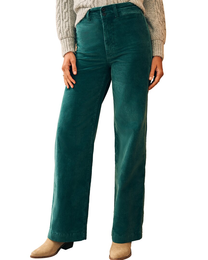 Faherty Stretch Corduroy Wide Leg Pant In Green