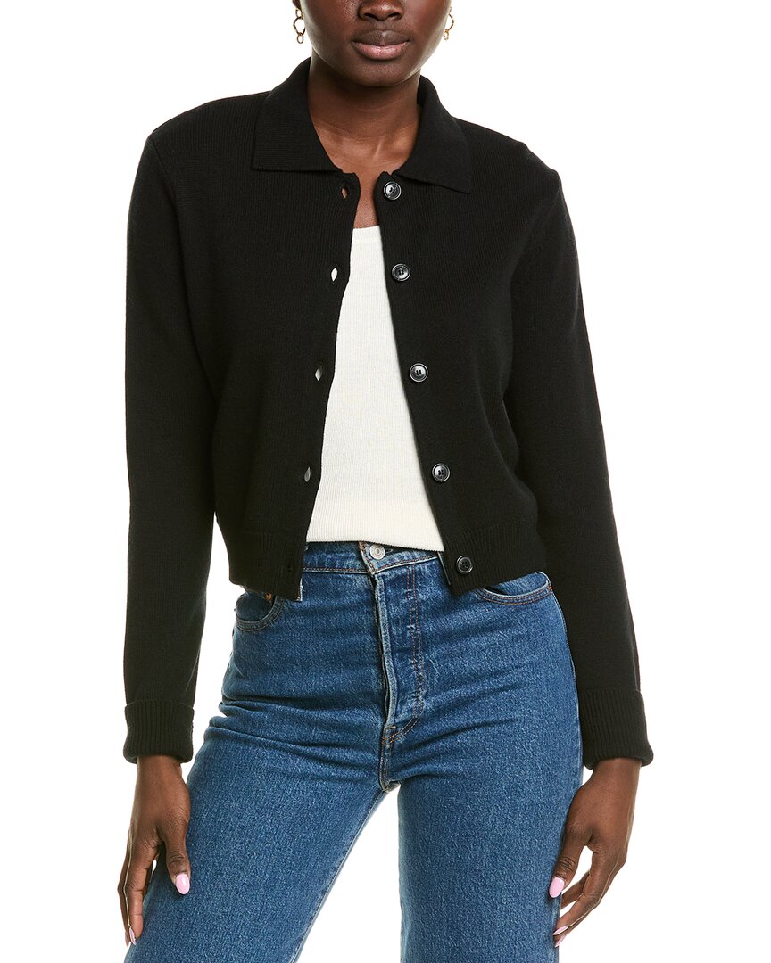 Frame Denim Shrunken Cashmere Cardigan In Black