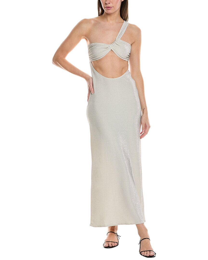 Weworewhat Ruched Asymmetrical Knit Maxi Dress In White