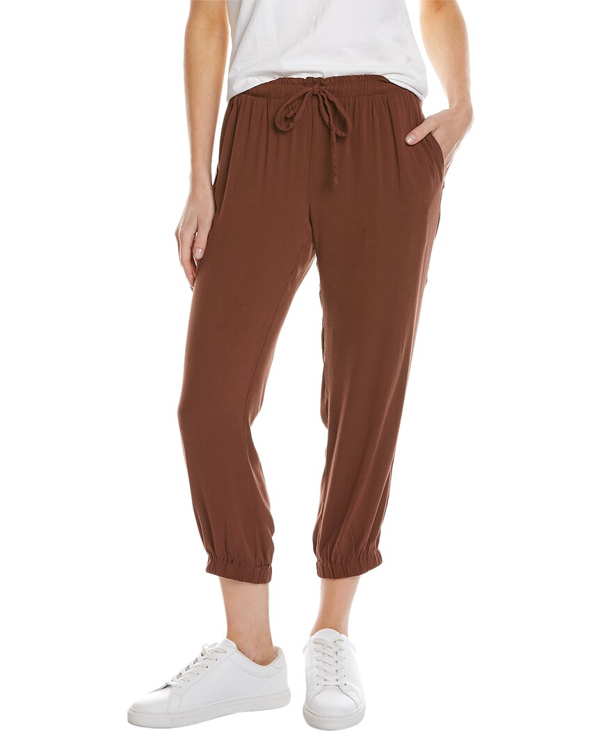 Chaser Heirloom Wovens Cropped Paperbag Waist Pant In Cappuccino In Brown