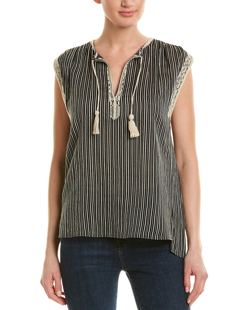Image of Etoile Isabel Marant Juditha Striped Embroidered Sleeveless Top