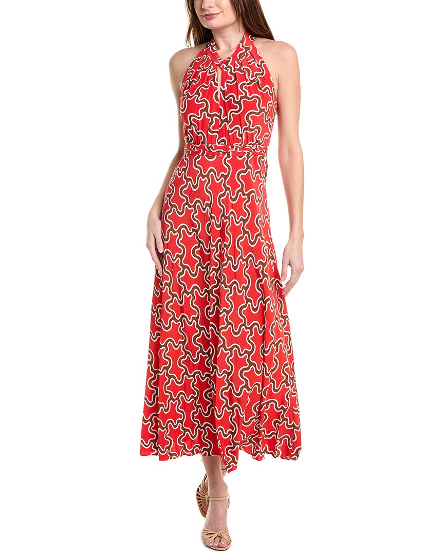 Diane Von Furstenberg Nyck Abstract-print Halter Maxi Dress In Red