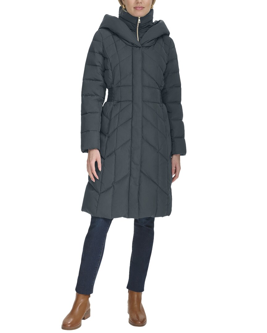 Cole Haan Hooded Taffeta Down In Blue